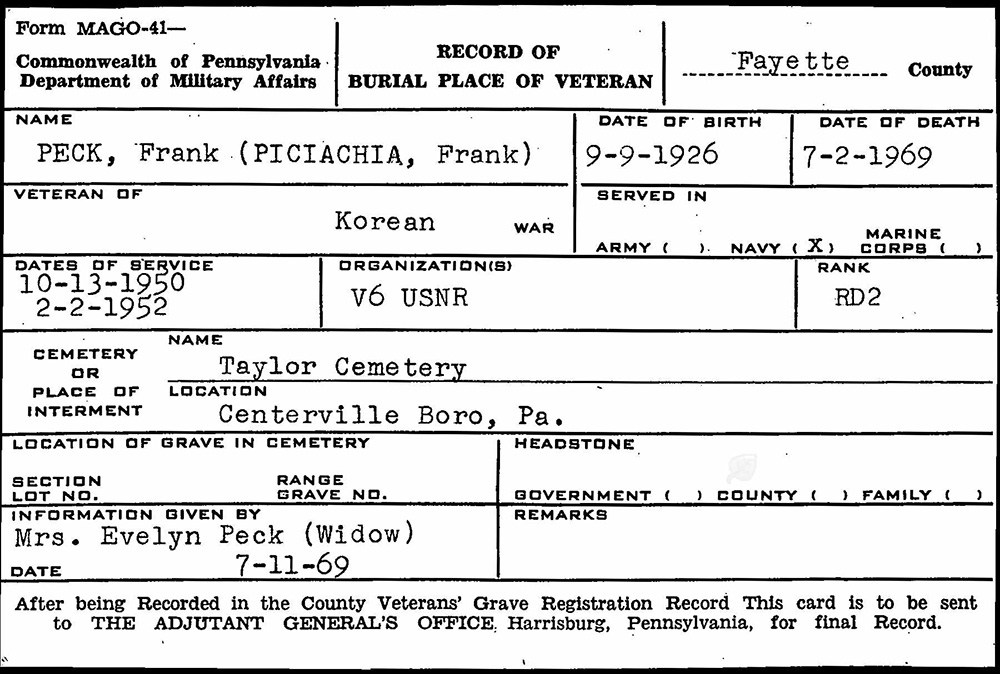 veteran burial